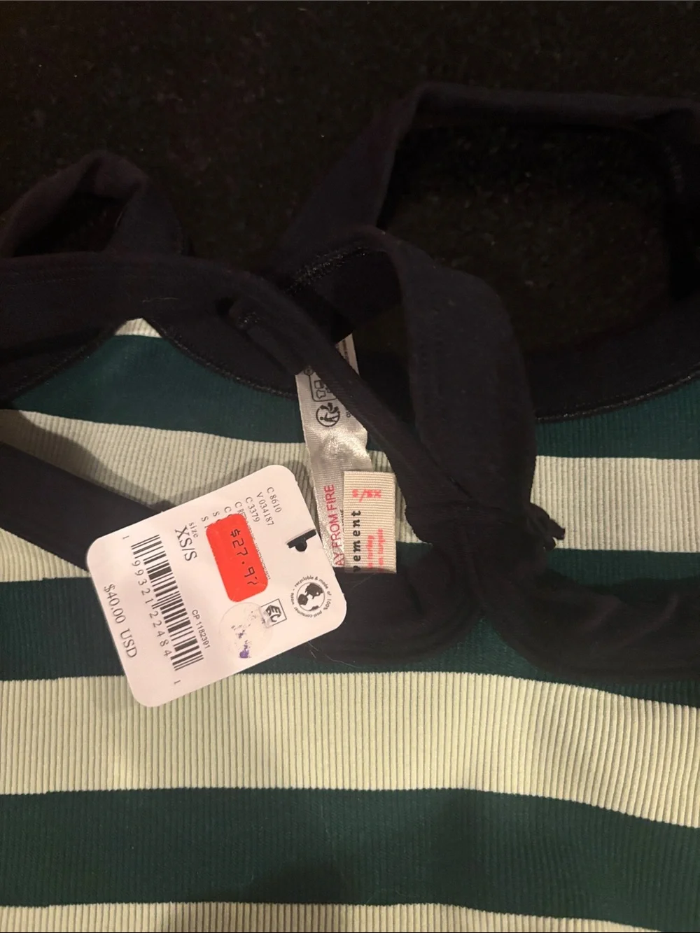 Free People Striped Green and lime green black Tank Top